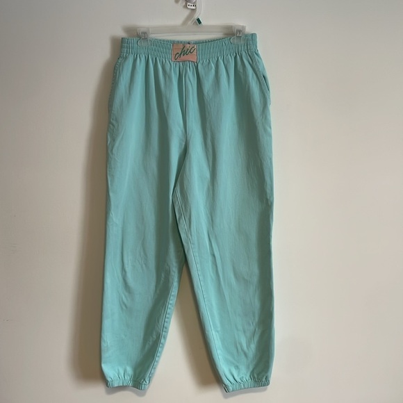 VTG 80s Revival CHIC Pants Med Mint Seafoam Green Jogger Jean - Picture 1 of 13
